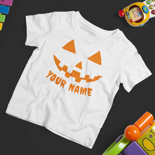 Personalisierter Oranger Kürbis Halloween Dein Nam Kleinkind T-shirt