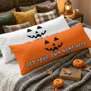 Personalisierter Oranger Kürbis Halloween Dein Nam Seitenschläferkissen