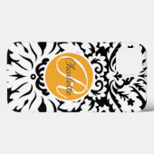 Personalisierter Oranschwarzer Damast mit benutzer Case-Mate iPhone Hülle (Rückseite (Horizontal))