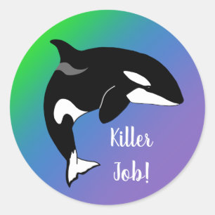 Personalisierter Orca Killer Whale Killer Job Runder Aufkleber