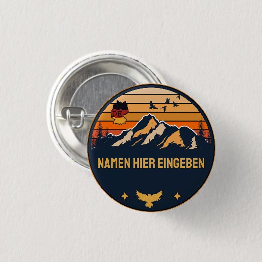 Personalisierter Ortsname Deutschland Runddesign Button (Vorne & Hinten)