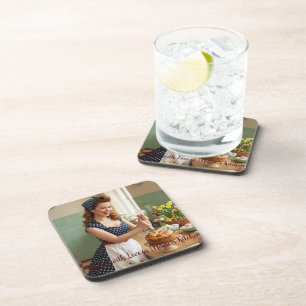 Personalisierter Oster Pin-Up Küchen Trinkunterset Getränkeuntersetzer