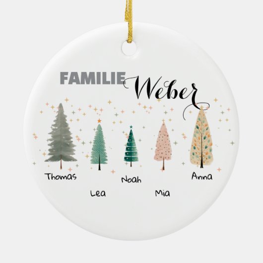 Personalisierter Osteranhänger mit Familiennamen Keramik Ornament (Hinten)