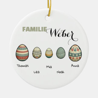 Personalisierter Osteranhänger mit Familiennamen Keramik Ornament