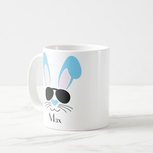Personalisierter Osterblauer Junge mit Sonnenbrill Kaffeetasse (Vorderseite Links)