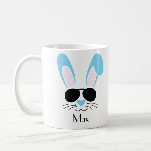 Personalisierter Osterblauer Junge mit Sonnenbrill Kaffeetasse (Links)