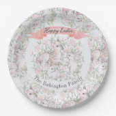 Personalisierter Osterfrühling Hirsche Bunny Pappteller (Vorderseite)
