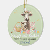Personalisierter Osterhalt GREEN Lamm Keramik Ornament (Links)