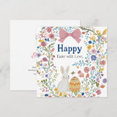 Personalisierter Osterhase, Ei und Kranz Save The Date (Vorne/Hinten)