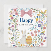 Personalisierter Osterhase, Ei und Kranz Save The Date (Vorderseite)