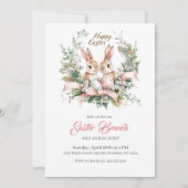 Personalisierter Osterhase, Ei und Wreath Einladun Einladung (Vorderseite)