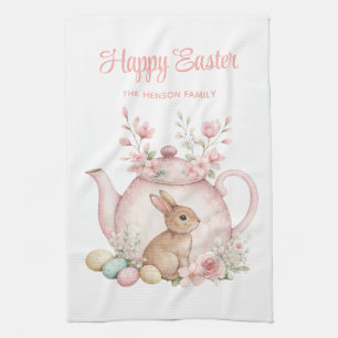 Personalisierter Osterhase-Teekanne Familie  Geschirrtuch