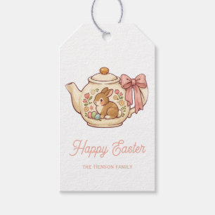 Personalisierter Osterhase Teekanne Florale Party Geschenkanhänger