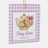 Personalisierter Osterhase Teekanne Gingham Famili Keramikornament (Rechts)