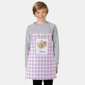 Personalisierter Osterhasen-Teekanne Gingham Name Schürze (Getragen)