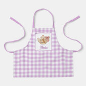 Personalisierter Osterhasen-Teekanne Gingham Name Schürze (Vorderseite)