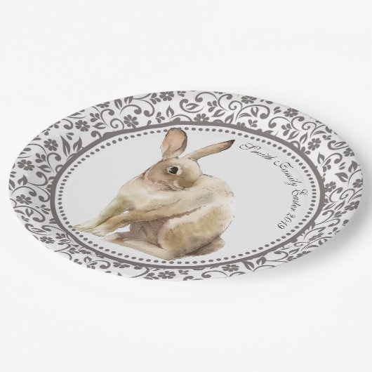 Personalisierter Osterkaninchen Pappteller (Schrägansicht)