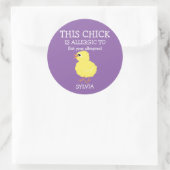 Personalisierter Osterkick-Allergie-Alarm Lila Runder Aufkleber (Tasche)