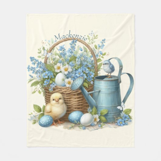 Personalisierter Osterküken Fleecedecke (Vorderseite)
