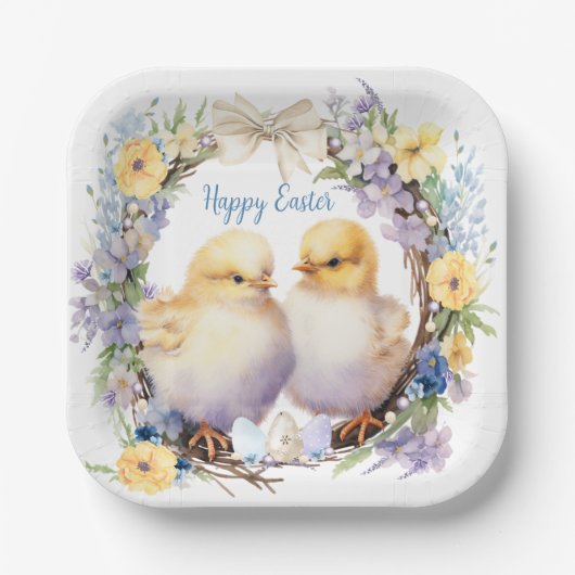Personalisierter Osterküken Pappteller (Vorderseite)