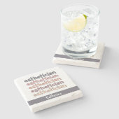 Personalisierter Östhetiker Kosmetologe Beautician Steinuntersetzer (Seitenansicht)