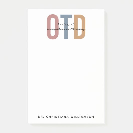 Personalisierter OTD Doktor der Arbeitstherapie Post-it Klebezettel (Vorderseite)