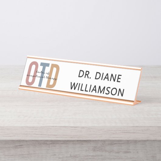 Personalisierter OTD Doktor der Arbeitstherapie Schreibtischnamensplakette (Vorderseite )