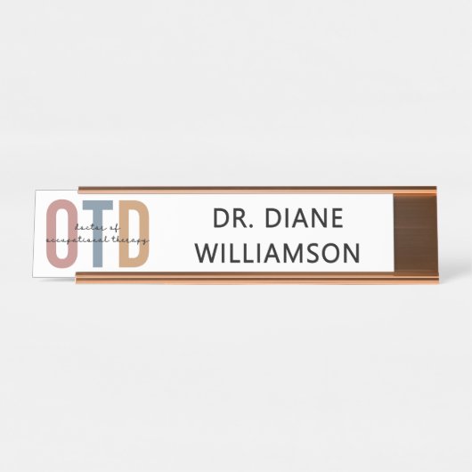 Personalisierter OTD Doktor der Arbeitstherapie Schreibtischnamensplakette (Vorderseite )