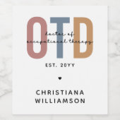 Personalisierter OTD Doktor der Arbeitstherapie Weinetikett (Einzelnes Label)