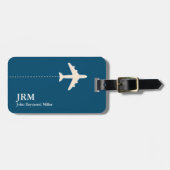 Personalisierter Ozeanblauer Fluggast Gepäckanhänger (Vorderseite horizontal)
