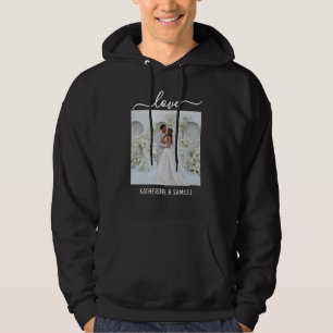 Personalisierter Paarname & romantisches Foto Schw Hoodie