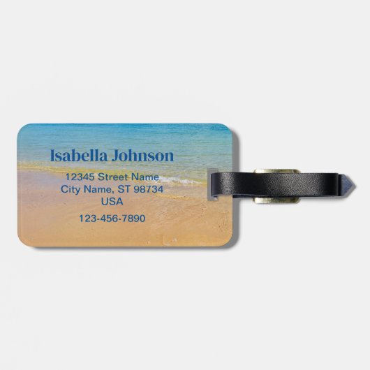 Personalisierter Palm Tree Sandy Beach Gepäckträge Gepäckanhänger (Rückseite horizontal)