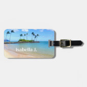 Personalisierter Palm Tree Sandy Beach Gepäckträge Gepäckanhänger (Vorderseite horizontal)