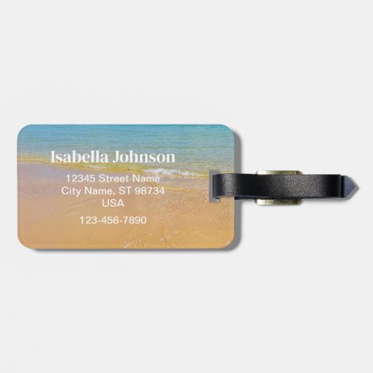 Personalisierter Palm Tree Sandy Beach Gepäckträge Gepäckanhänger (Rückseite horizontal)