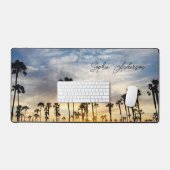 Personalisierter Palm Tree Sunset Schreibtischunterlage (Tastatur & Maus)