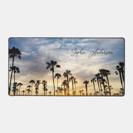 Personalisierter Palm Tree Sunset Schreibtischunterlage (Vorderseite)