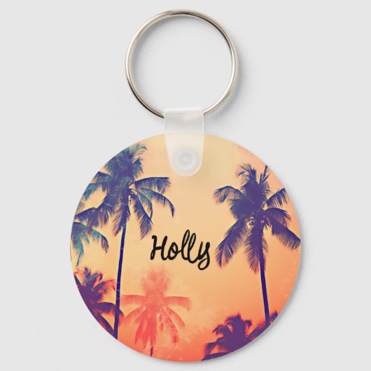 Personalisierter Palmenbaum Doppelseitiger Schlüss Schlüsselanhänger (Vorderseite)