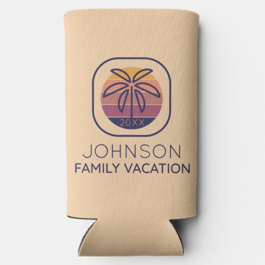 Personalisierter Palmenbaum für Familienurlaub Selters Dosenkühler (Rückseite)