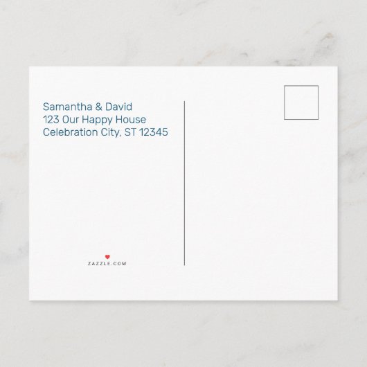 Personalisierter Palmenstrand Ankündigungspostkarte (Rückseite)