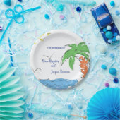 Personalisierter Palmenstrand Pappteller (Party)