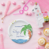 Personalisierter Palmenstrand Pappteller (Party)