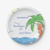 Personalisierter Palmenstrand Pappteller (Vorderseite)