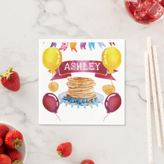Personalisierter Pancake und Pajamas Geburtstag Serviette (Beispiel)