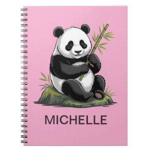 Personalisierter Panda-Bär-Grünzeug-Bambus-Rosa Notizblock