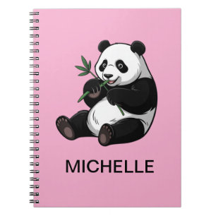 Personalisierter Panda-Bär-Grünzeug-Bambus-Rosa Notizblock