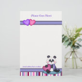Personalisierter Panda-Bär u. Streifen-Briefpapier Briefpapier (Stehend Vorderseite)