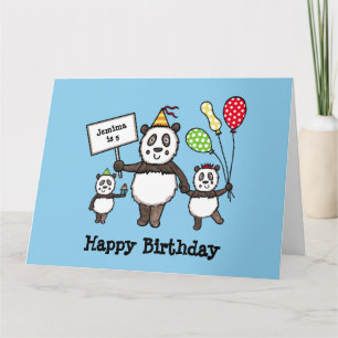 Personalisierter Panda Party Kid's Geburtstag Karte