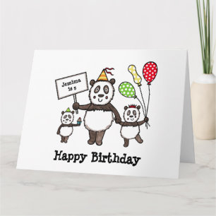 Personalisierter Panda Party Kid's Geburtstag Karte