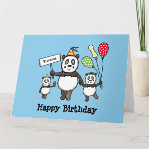 Personalisierter Panda Party Kid's Geburtstag Karte
