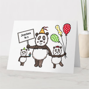 Personalisierter Panda Party Kid's Geburtstag Karte